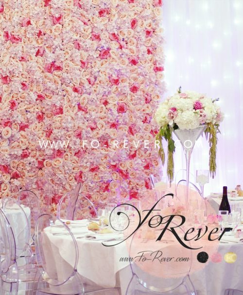 Mur de fleur mariage rose