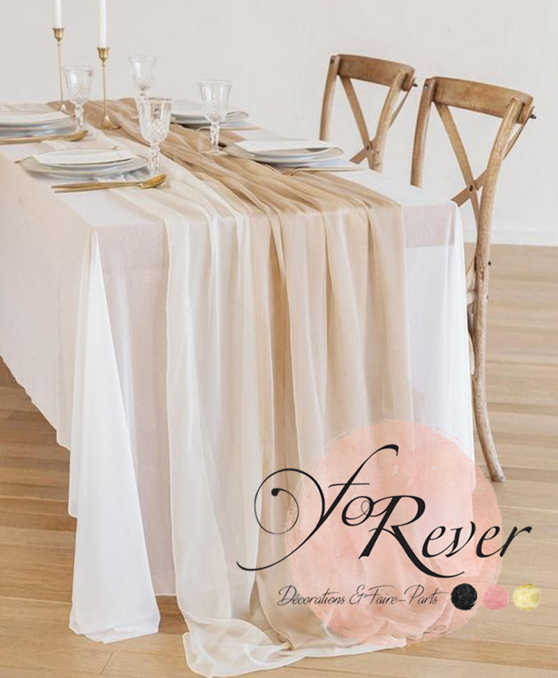 chemin de table en satin VIEUX ROSE / NUDE 