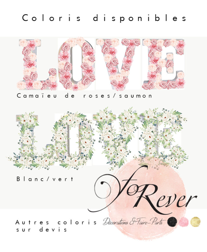 Lettres Love géantes fleuries