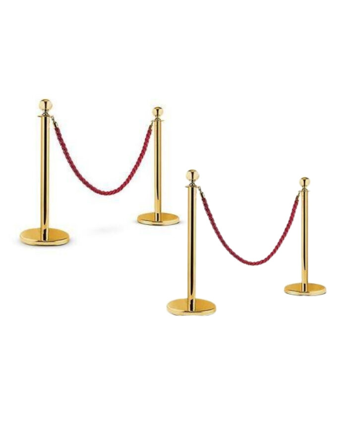 2 Potelets Dorés avec corde